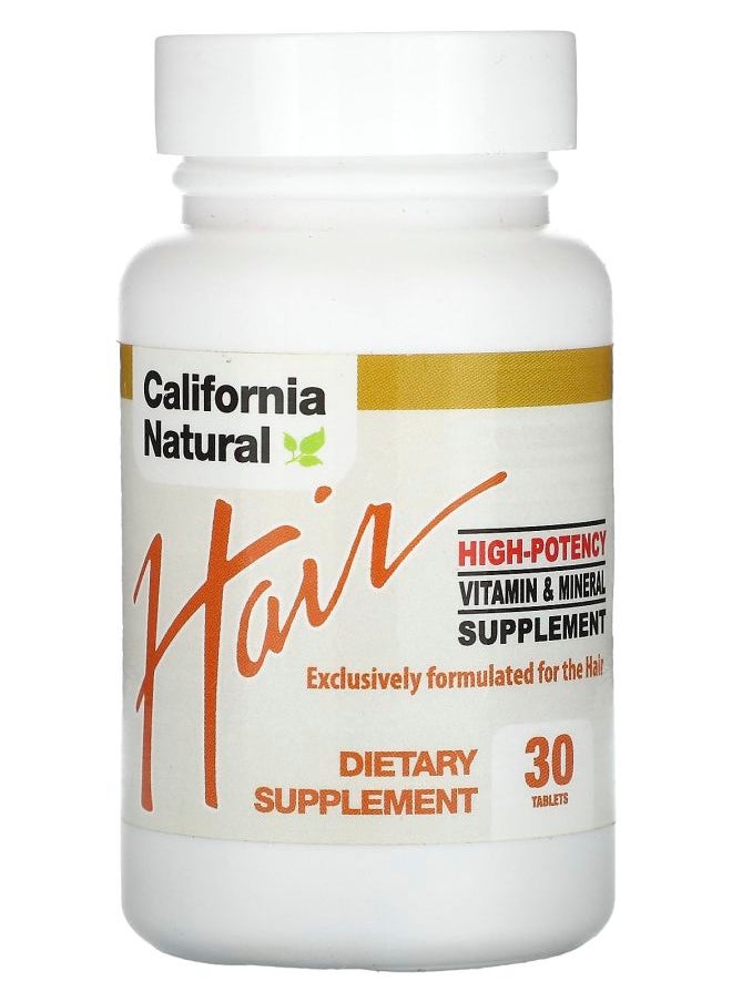 California Natural Hair High Potency 30 Tablets 