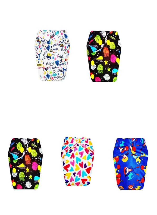 حفاضات قماشية فاخرة من دمبلدو للأطفال حديثي الولادة مع طبقة امتصاص مدمجة (عبوة من 5) | ملائمة تمامًا | طبقة امتصاص من 6 طبقات | سهلة التنظيف | مثالية لفصل الصيف الهندي | من 0 إلى 4 أشهر | للجنسين - Image 1