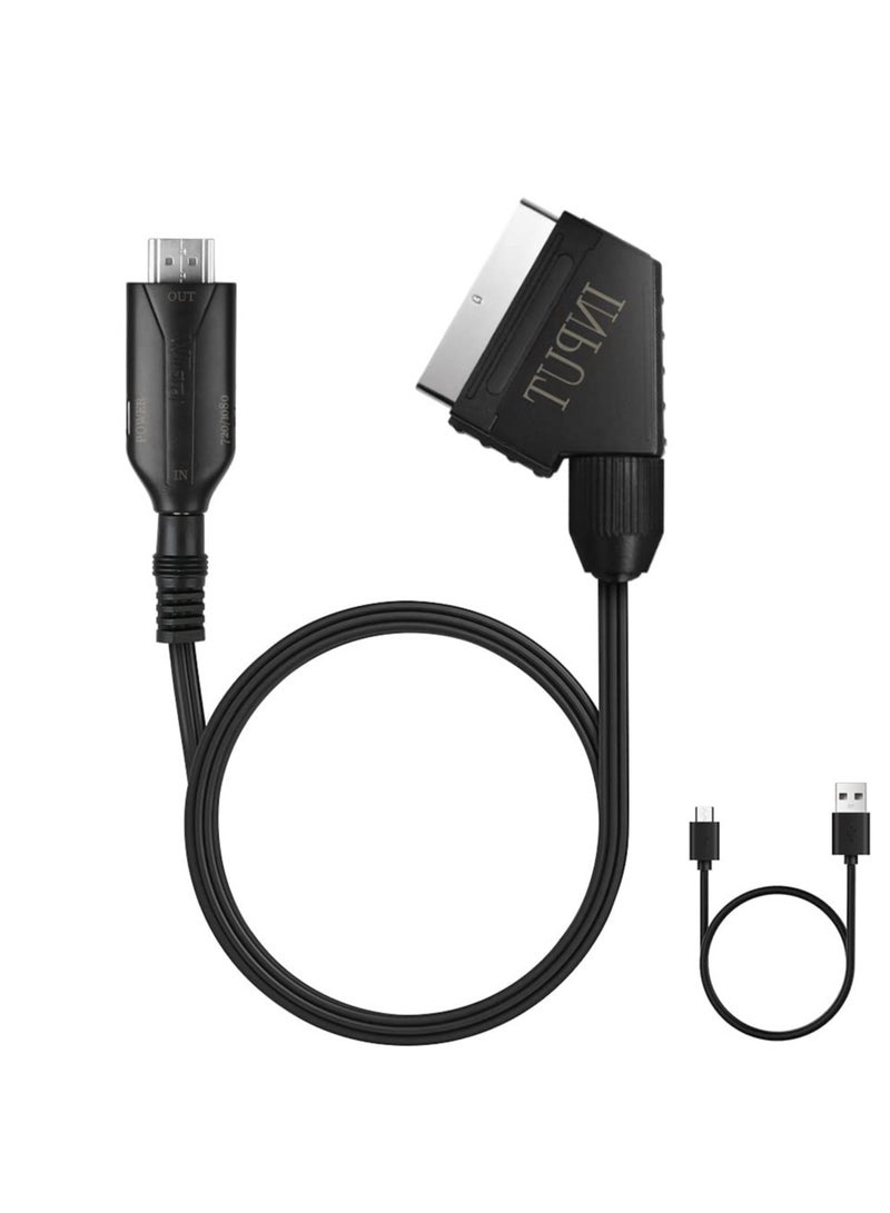 SYOSI Scart to HDMI Converter All-in-One Scart to HDMI Video Audio Converter with SCART Input&HDMI Output Connector and USB Cable HD 720/1080P Converter for HDTV STB VHS Xbox PS3 Sky Blu-Ray - Image 1