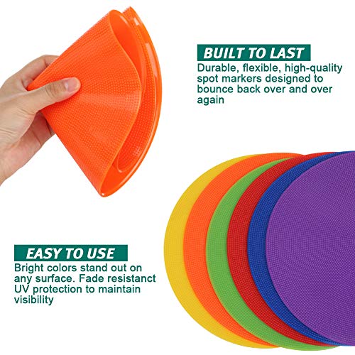 TuXHui Spot Markers 9 Inch 11 Inch Non Slip Rubber Agility Markers Flat Field Cones Floor Dots for Soccer Basketball Sports Speed Agility Training and Drills - Image 5