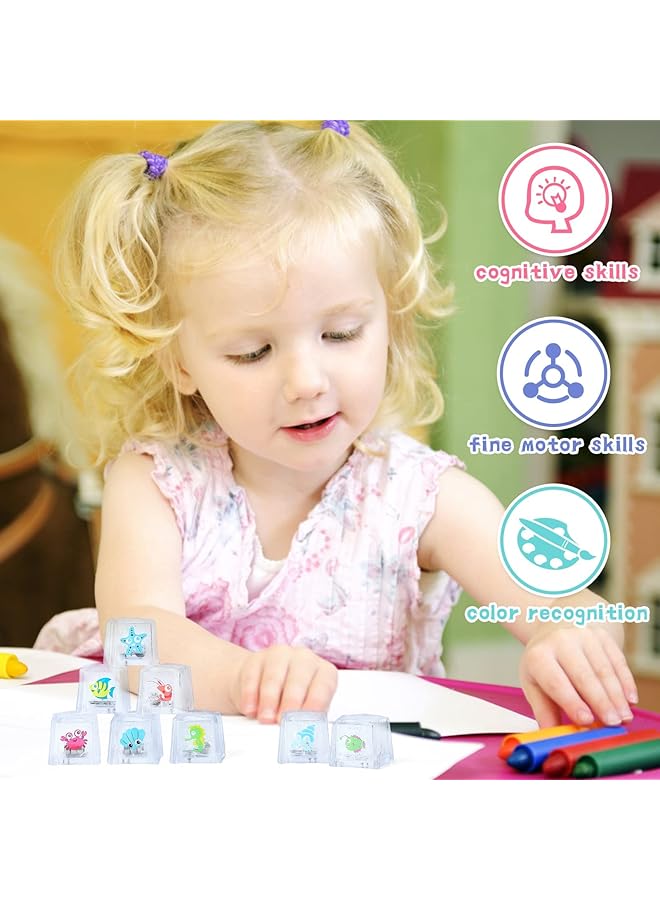 إيروريكس 8 قطع من ألعاب حمام الأطفال مكعبات ثلج مضيئة متغيرة الألوان مزودة بإضاءة ليد متغيرة الألوان للأطفال - Image 3