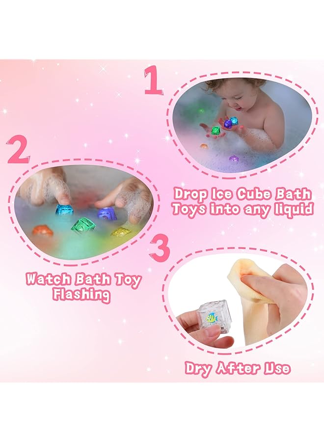 إيروريكس 8 قطع من ألعاب حمام الأطفال مكعبات ثلج مضيئة متغيرة الألوان مزودة بإضاءة ليد متغيرة الألوان للأطفال - Image 4
