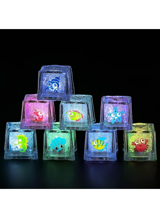 إيروريكس 8 قطع من ألعاب حمام الأطفال مكعبات ثلج مضيئة متغيرة الألوان مزودة بإضاءة ليد متغيرة الألوان للأطفال - Image 1