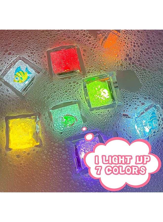 إيروريكس 8 قطع من ألعاب حمام الأطفال مكعبات ثلج مضيئة متغيرة الألوان مزودة بإضاءة ليد متغيرة الألوان للأطفال - Image 2