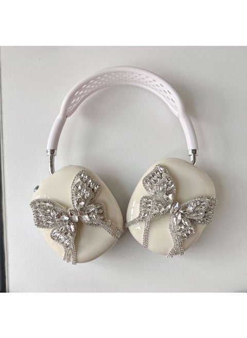 Korean Style Three-Dimensional Butterfly Airpods Max Protective Case For Apple Headset Ear Cap Ear Mover Earphone Case-Color:Off-white + Three-dimensional Butterfly-Applicable Models:Airpods Max