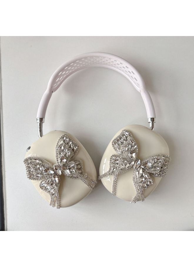 Korean Style Three-Dimensional Butterfly Airpods Max Protective Case For Apple Headset Ear Cap Ear Mover Earphone Case-Color:Off-white + Three-dimensional Butterfly-Applicable Models:Airpods Max