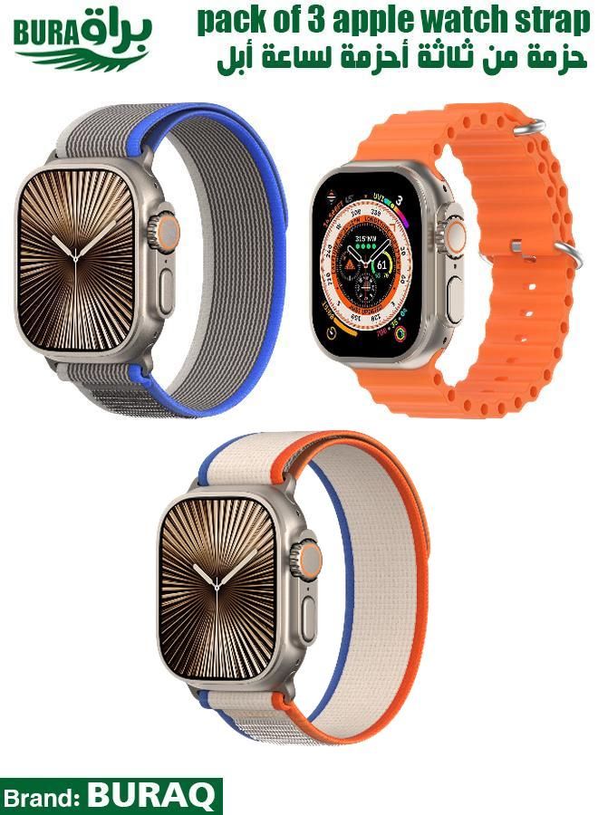 BURAQ Apple Watch Band Strap For Apple Watch Ultra 2/Ultra 49mm, Series 10 46mm, 9/8/7 45mm, SE2/SE/6/5/4 44mm, 3/2/1 42mm