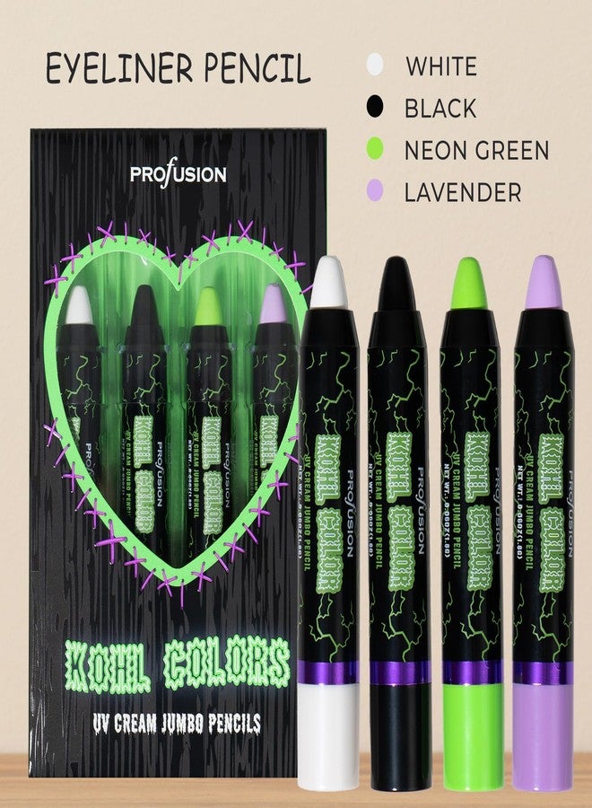 Profusion Cosmetics Intense Colors Jumbo Cream Pencils, 4 PC Multi Use Eyeliner Pencil, Smooth and Blendable Liner for Bold Eyecatching Looks - Image 2