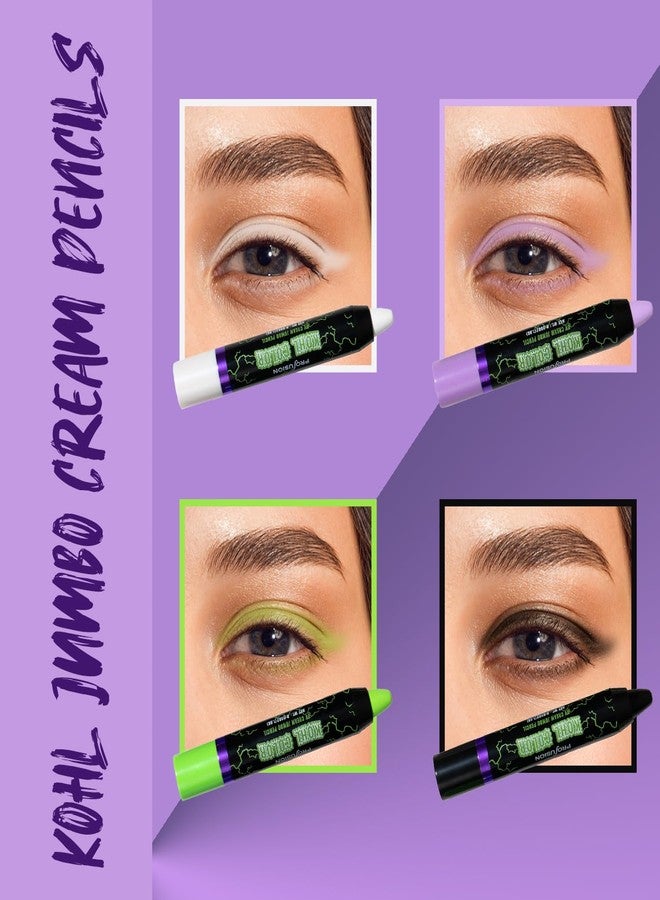 Profusion Cosmetics Intense Colors Jumbo Cream Pencils, 4 PC Multi Use Eyeliner Pencil, Smooth and Blendable Liner for Bold Eyecatching Looks - Image 5