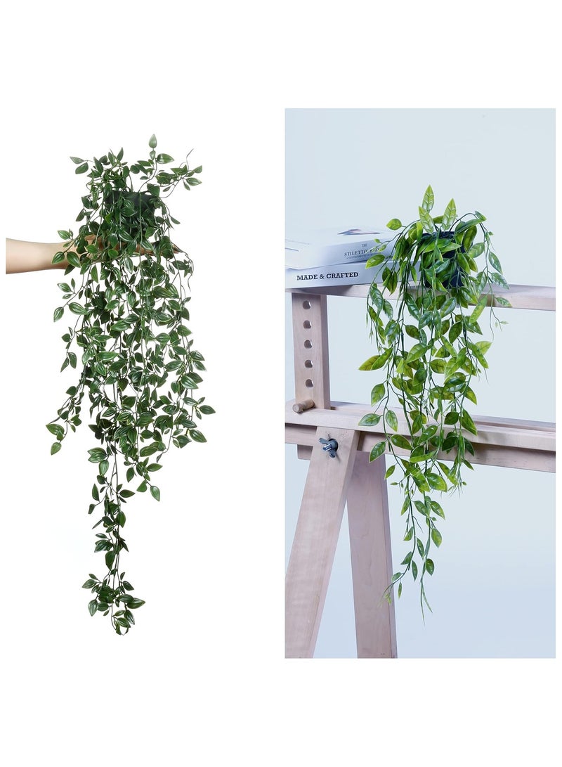 Generic Hanging Plants 3 Pack Artificial Eucalyptus Fake Potted Greenery Faux Eucalyptus Mandala Vine Pea Pod for Home Indoor Outdoor Wall Garden Wedding Decor  - Image 4