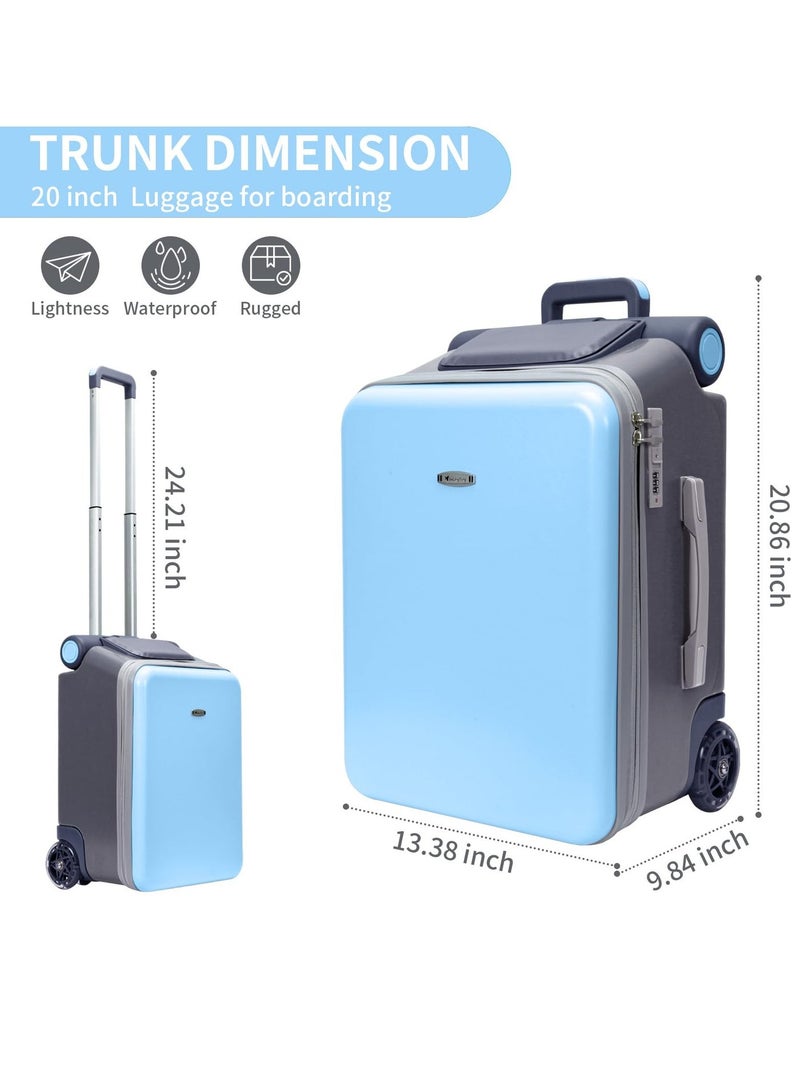 Jourvent 20" Lightweight Foldable Baby Stroller Suitcase, Hardshell Carry-On Luggage with Built-In Child Seat for Easy Family Travel - Image 3