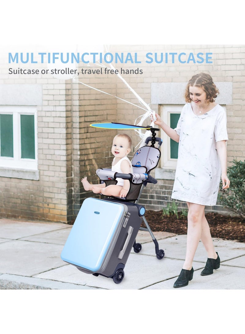 Jourvent 20" Lightweight Foldable Baby Stroller Suitcase, Hardshell Carry-On Luggage with Built-In Child Seat for Easy Family Travel - Image 2