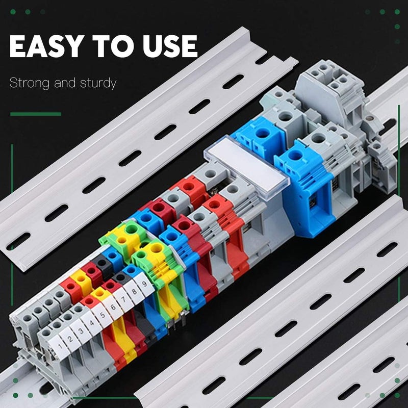 Keadic 15Pcs DIN Rail Slotted Aluminum Assortment Kit, 6 Inches Long 35mm Wide 7.5mm High - Image 3