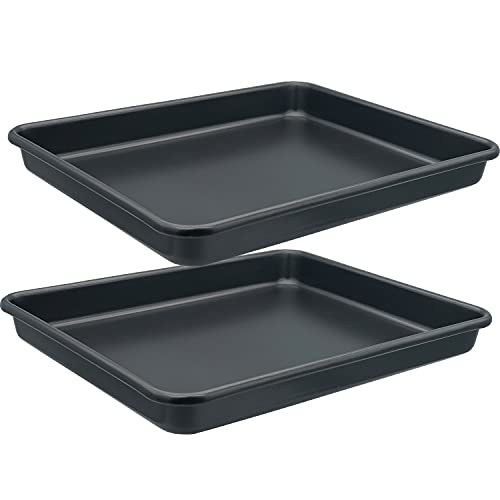 HYTK Small Cookie Sheets 11X9 Inch 2Pcs Mini Baking Pan Toaster Oven Tray Nonstick Thicken Brushed Carbon Steel Magnetic No Warp 1 to 2 Person Bakeware By HYTK - Image 1