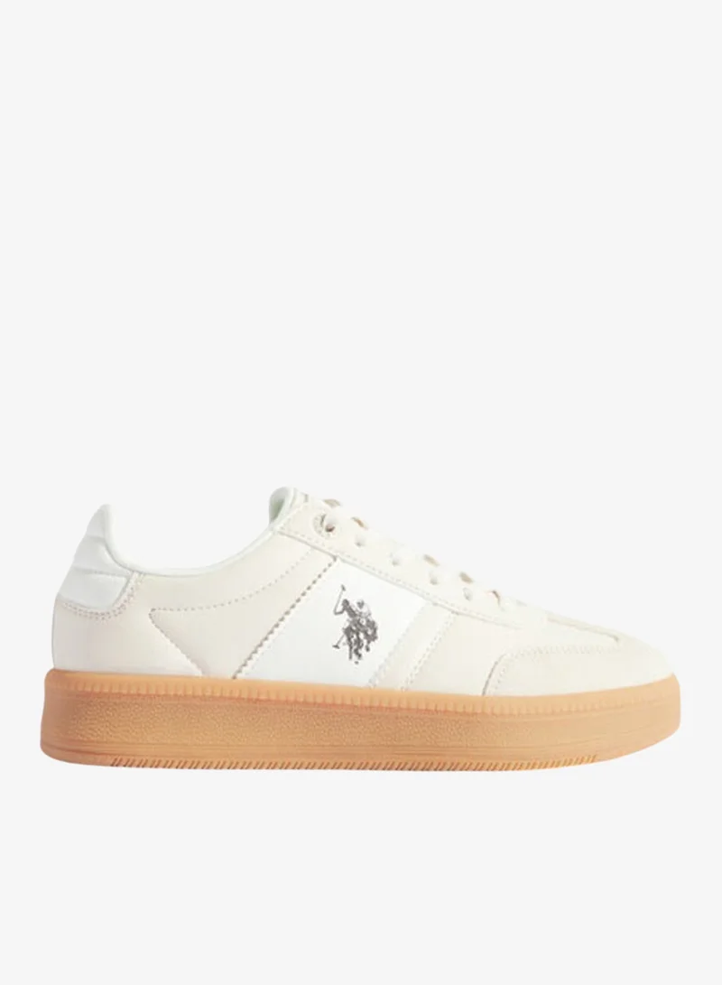 U.S. Polo Assn. SAMIRA GLB 5PR Women’s Beige & White Casual Sneakers | Lace-Up Platform Shoes with Gum Sole