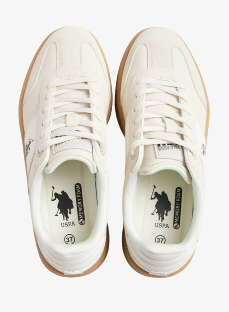 U.S. Polo Assn. Beige & White U.S. Polo Assn. SAMIRA GLB 5PR Women’s Beige & White Casual Sneakers | Lace-Up Platform Shoes with Gum Sole for Women | Best Price UAE