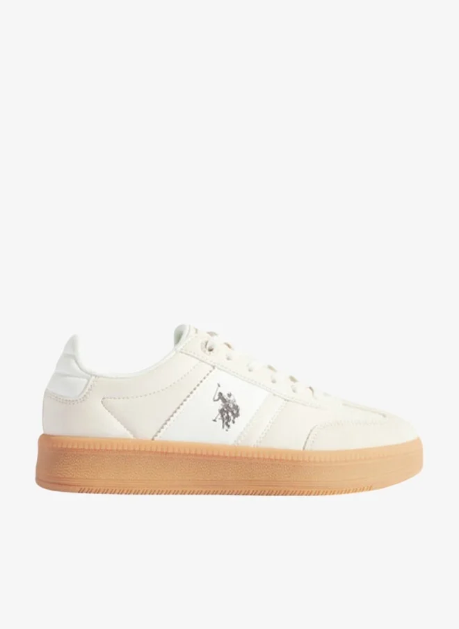 U.S. Polo Assn. SAMIRA GLB 5PR Women’s Beige & White Casual Sneakers | Lace-Up Platform Shoes with Gum Sole