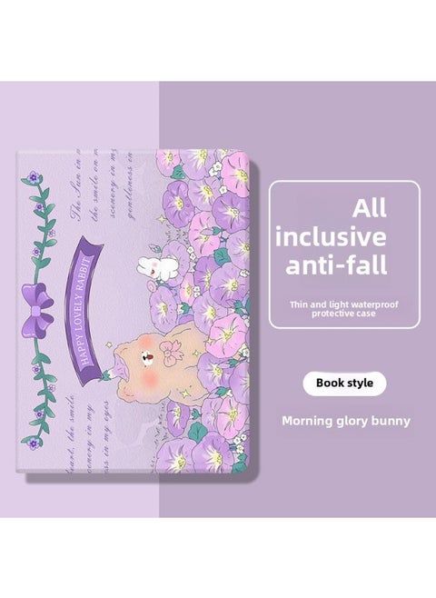 Ipad2022 For Apple Tablet Case For Ipad9 Generation 10.2 Inch Full Package Air1/2 Silicone Pro2021-Color:Morning Glory Rabbit-Applicable Model:iPad Pro 2020/2021/2022 Edition (12.9 Inches)