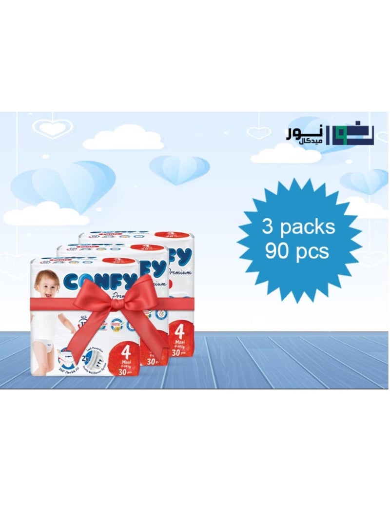 Confy Premium Baby Diaper Pants Size 4 (3x30 pcs - 90 pcs) - Image 1
