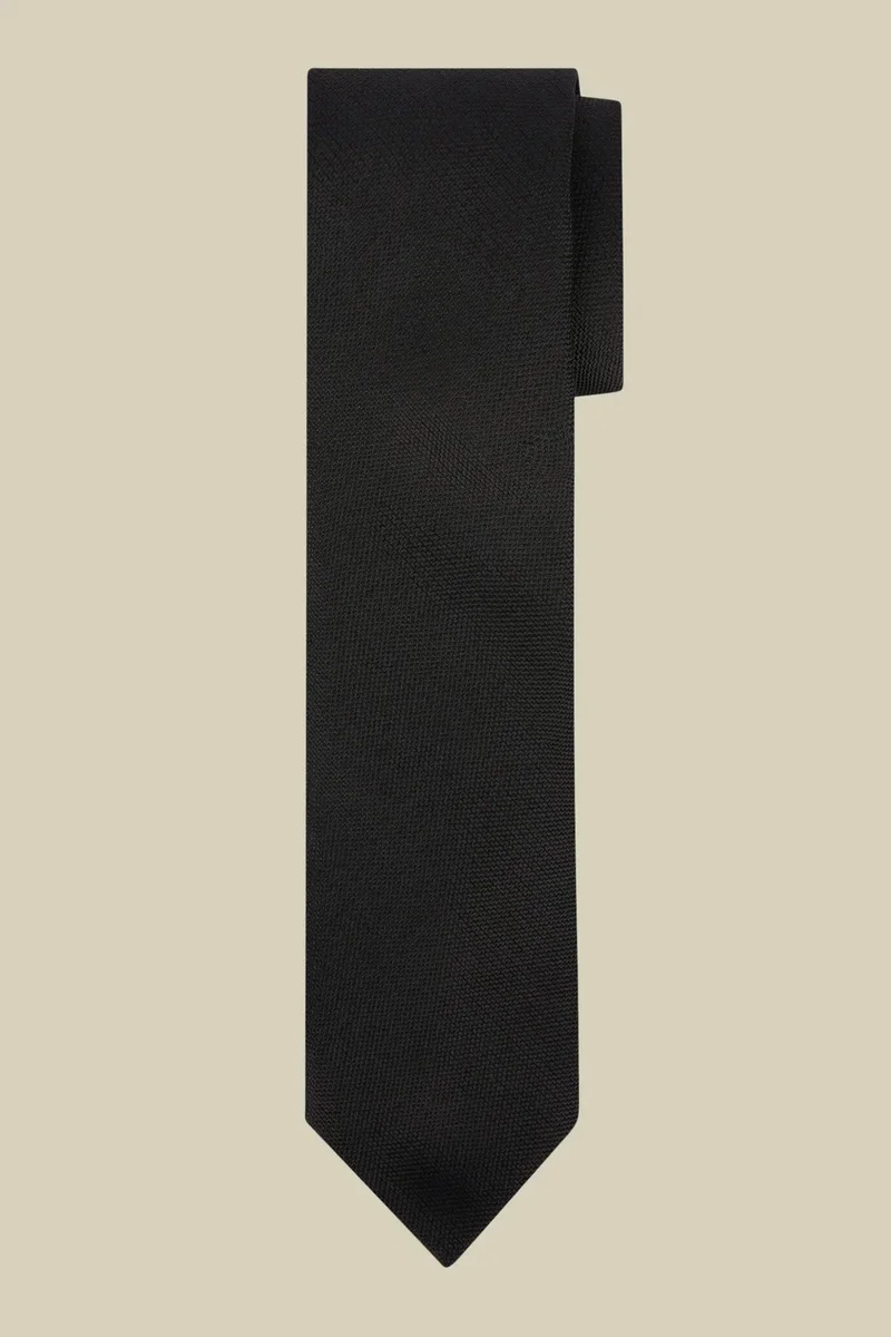 Doppelganger Men's plain tie in a bamboo blend - Black