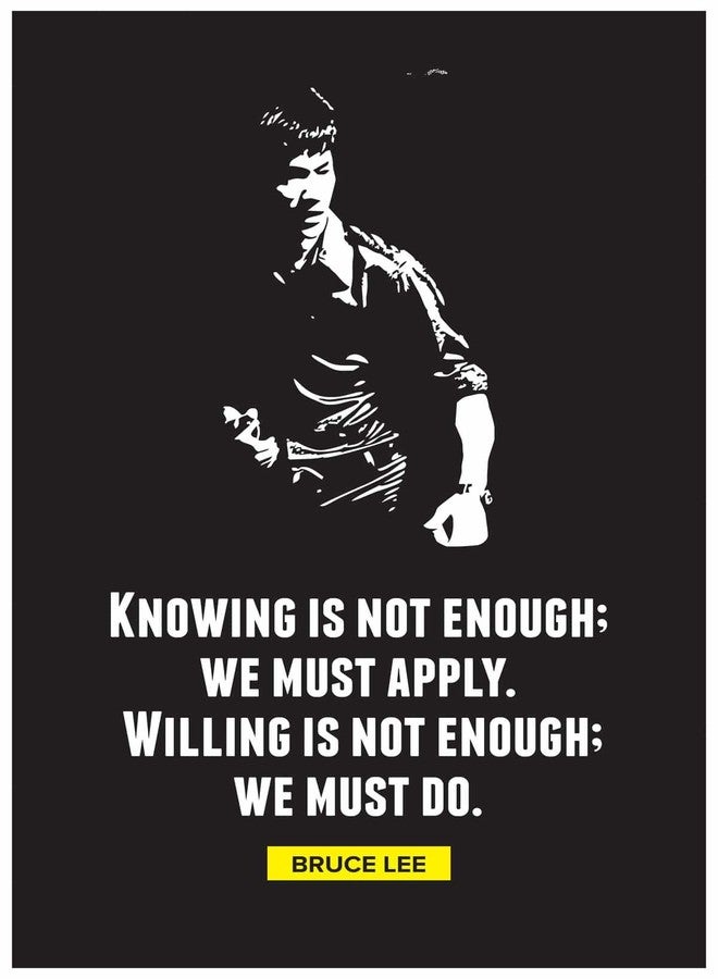 Inephos Paper Bruce Lee - Abstract Knowing is Not Enough Inspirational Poster (12 Inch x 18 Inch, Multi Color) - Image 1
