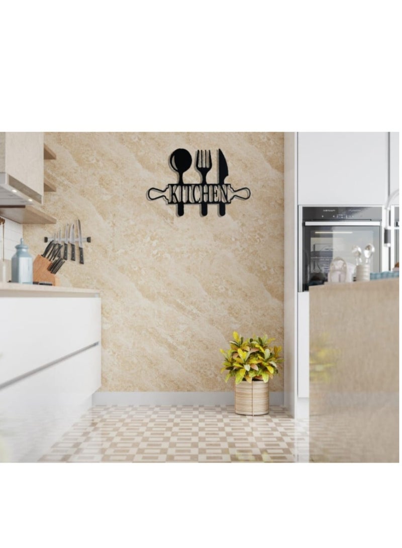 قطعة جدارية للمطبخ معدنية بتصميم ادوات تناول الطعام  - Image 5