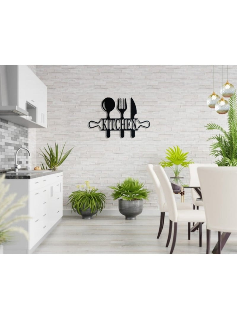 قطعة جدارية للمطبخ معدنية بتصميم ادوات تناول الطعام  - Image 3