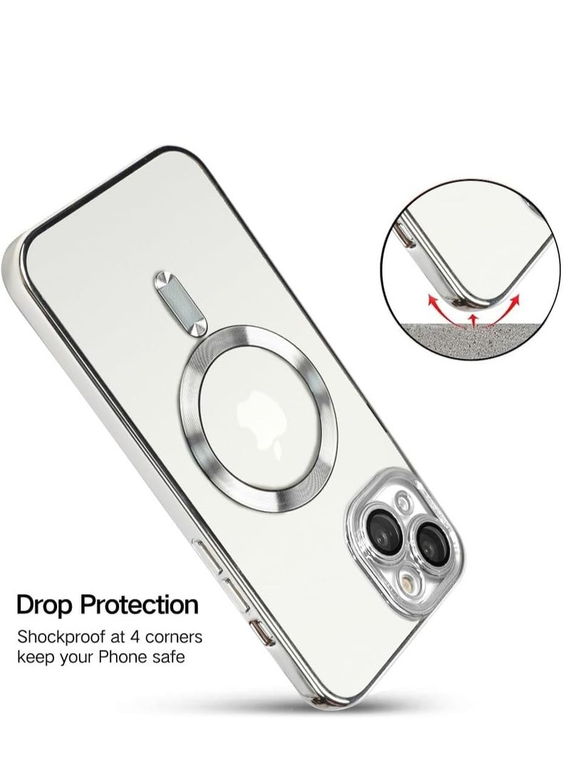 ELTRAZONE iPhone 13 Case (6.1-Inch) with Camera Lens Protector – Compatible with MagSafe, Electroplated Anti-Scratch Shockproof Slim Cover for Women & Men, Silver - Image 5