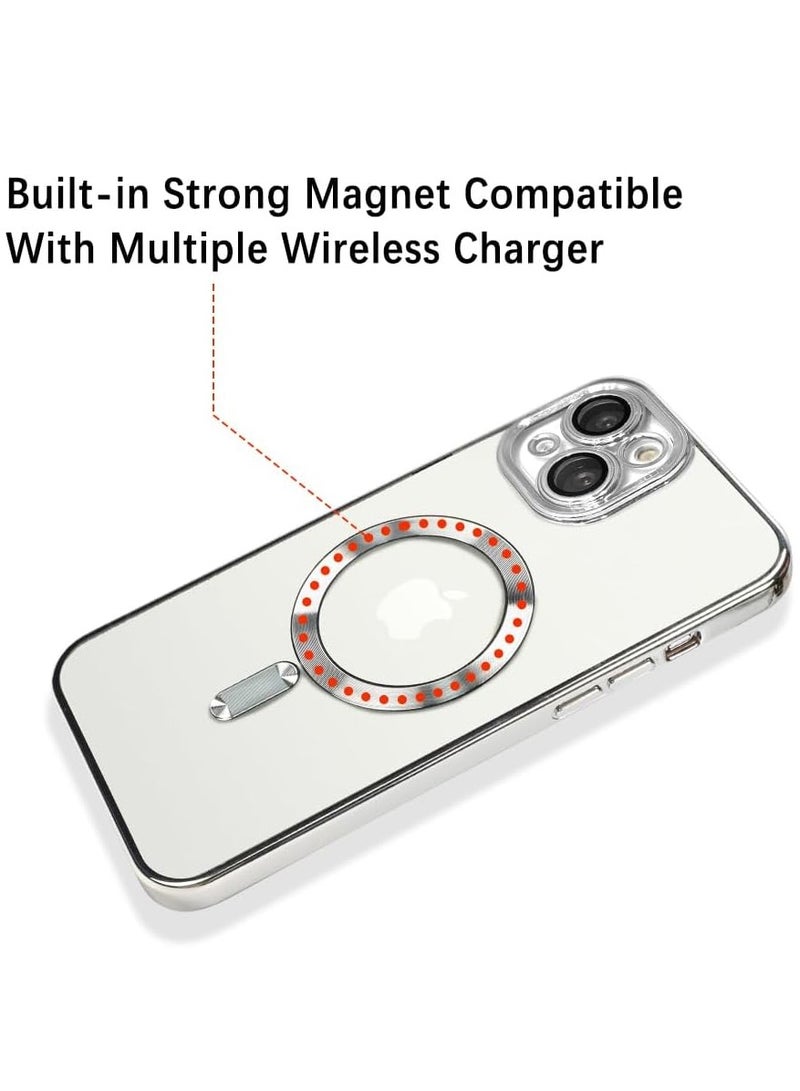 ELTRAZONE iPhone 13 Case (6.1-Inch) with Camera Lens Protector – Compatible with MagSafe, Electroplated Anti-Scratch Shockproof Slim Cover for Women & Men, Silver - Image 2