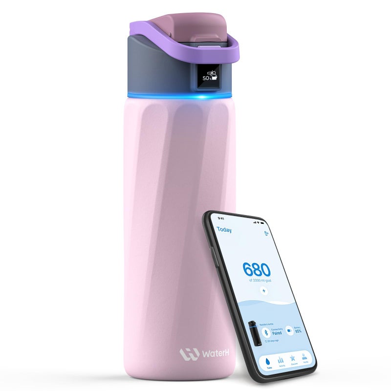 WaterH BOOST Smart Water Bottle that Reminds You to Drink 24oz BPAFree Stainless Steel Vacuum Insulated Wide Mouth Water Tracker Bottle with APP for School Gym Office Ideal for Fathers Day - Image 2