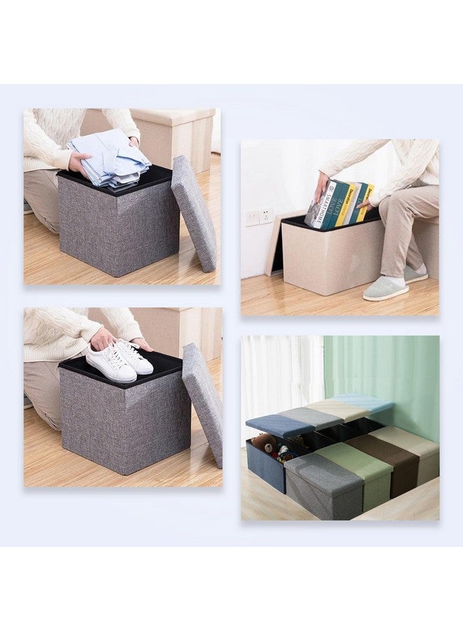 Kuber Industries MDF Pack of 2 Storage Stool|Square Toy Storage Box|Foot Rest Stool|Folding Seating Stool|Wardrobe Organizer for Clothes-Books|Storage Box for Living Room|M Zh007Gy|Gray,Grey - Image 5