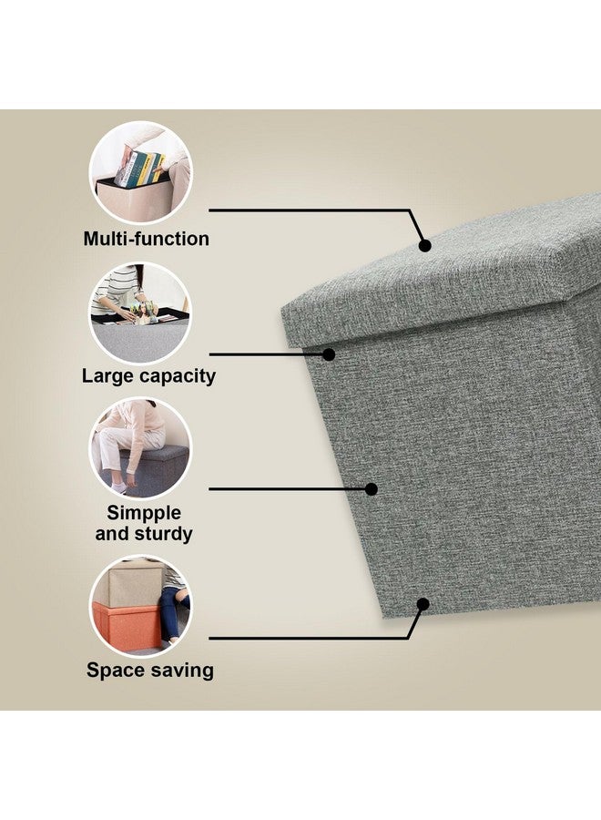 Kuber Industries MDF Pack of 2 Storage Stool|Square Toy Storage Box|Foot Rest Stool|Folding Seating Stool|Wardrobe Organizer for Clothes-Books|Storage Box for Living Room|M Zh007Gy|Gray,Grey - Image 4
