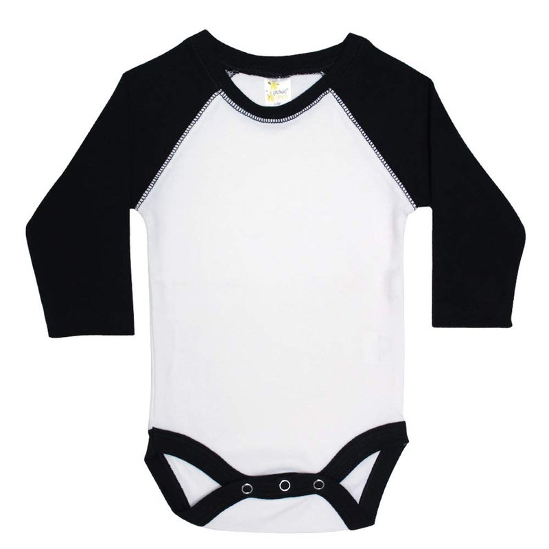 Laughing Giraffe Baby Blank Long Sleeve Raglan Baseball One Piece Bodysuit (3-6 Months, White/Red) - Image 5