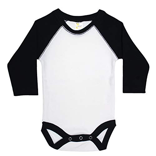 Laughing Giraffe Baby Blank Long Sleeve Raglan Baseball One Piece Bodysuit (3-6 Months, White/Red) - Image 1