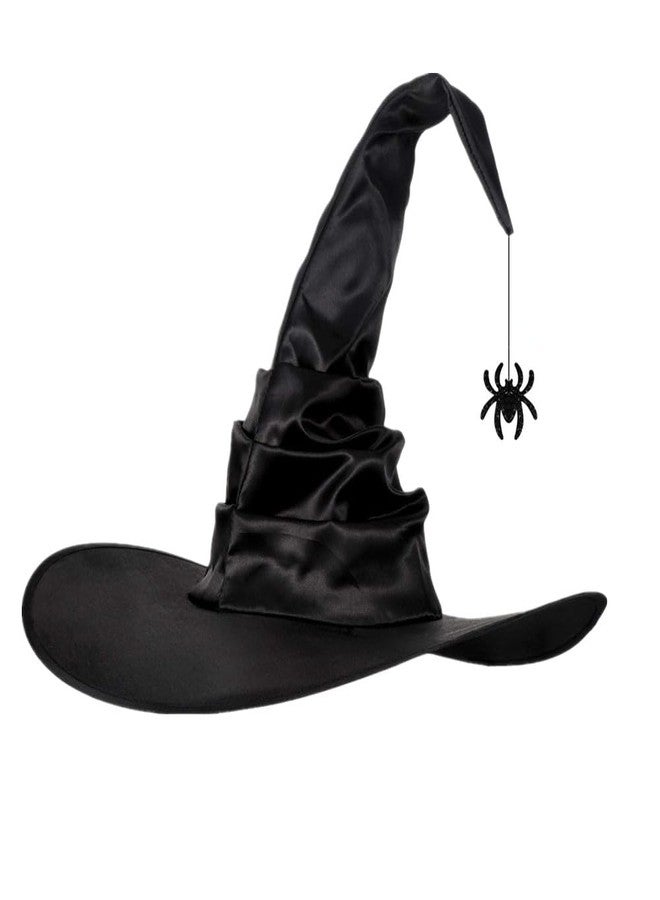 Ibluelover Women Halloween Witch Hat Large Ruched Wizard Hat Cosplay Costume Accessory Performance Props (Spider Bat) - Image 1
