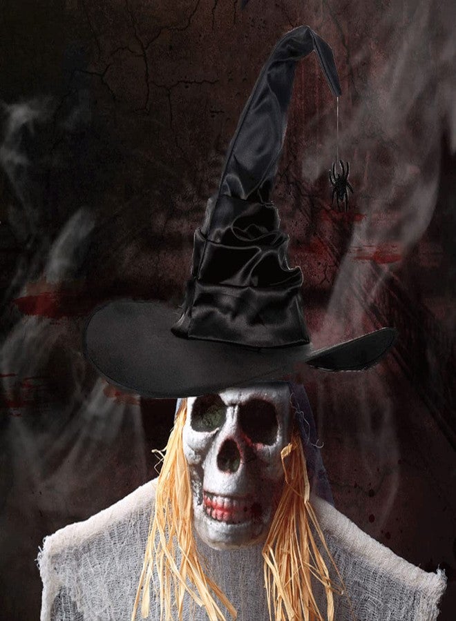 Ibluelover Women Halloween Witch Hat Large Ruched Wizard Hat Cosplay Costume Accessory Performance Props (Spider Bat) - Image 5