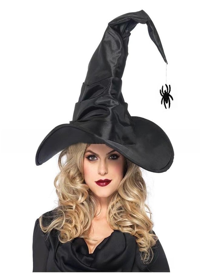 Ibluelover Women Halloween Witch Hat Large Ruched Wizard Hat Cosplay Costume Accessory Performance Props (Spider Bat) - Image 2