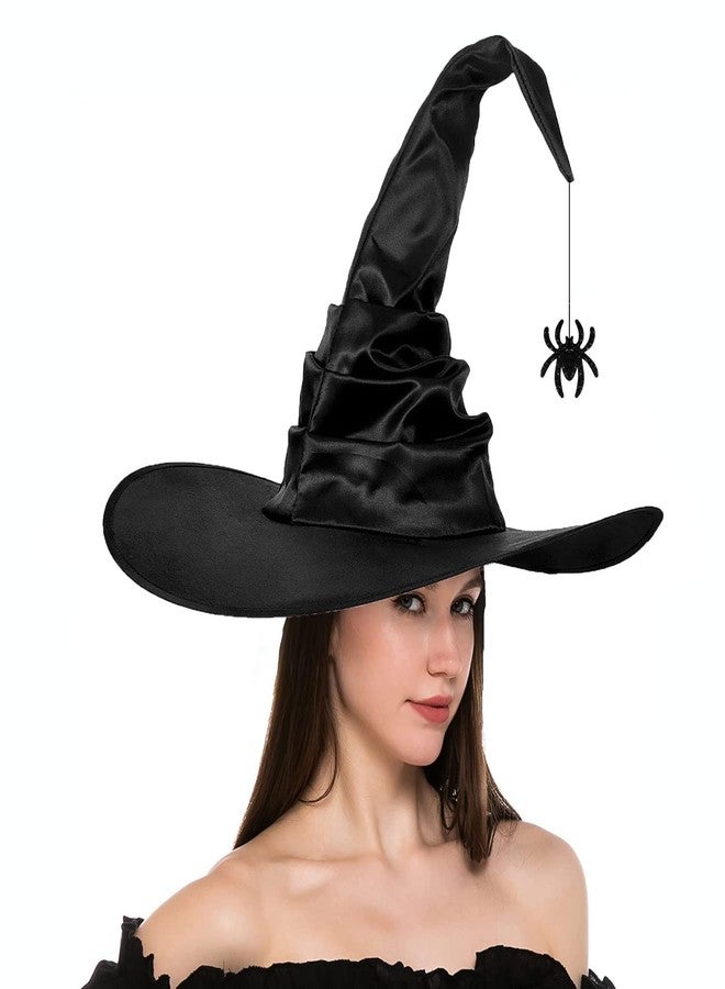 Ibluelover Women Halloween Witch Hat Large Ruched Wizard Hat Cosplay Costume Accessory Performance Props (Spider Bat) - Image 4