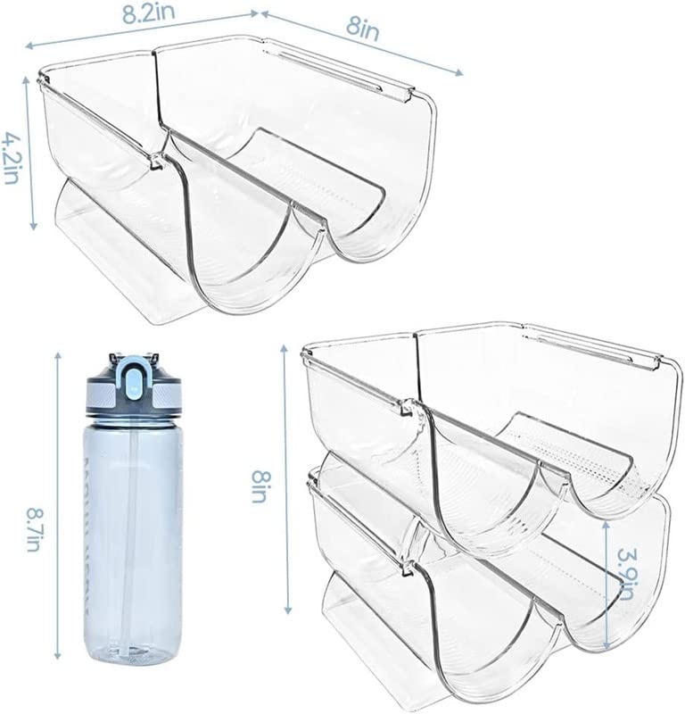MosQuick® Refrigerator Wine and Water Bottle Holder, 4Pack Stackable Plastic Wine Rack Storage Organizer for Fridge, Cabinet, Pantry, Kitchen Countertops, Clear - Image 5