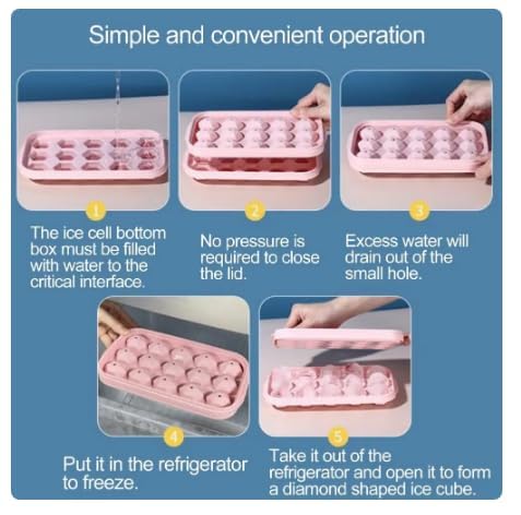 FYCAN Ice Tray Mould Plastic with Lid Freezer Maker Silicone Hexagon Ice Tray EasyRelease Flexible 15 Ice Cube Molds Stackable Ice Trays for Freezer Ice Cube Size1 Multi - Image 3