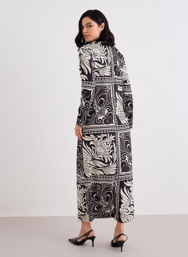 ستايلي فستان ماكسي بياقة عالية وطبعة ربطة ستايلي - Image 4