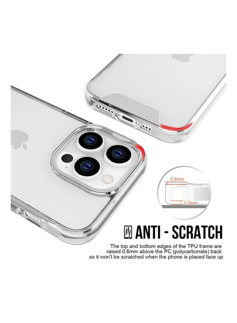Clear Space Case for iPhone 15 Pro Max Shockproof Protective Phone Cover Hard PC+Soft TPU Dual Materials Durable and Anti-Yellow