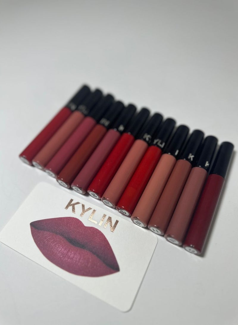 كايلين احمر شفاه سائله من 12 قطعه متعدده الالوان سهل الاستخدام - Image 3