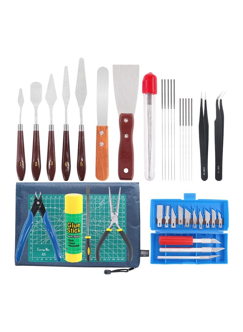 40-Piece 3D Printer Tool Kit: Includes Spatulas, Tweezers, Files, Needles, Cutting Mat, and More for Efficient Removal, Cleanup, and Finishing of 3D Prints.  - Image 1