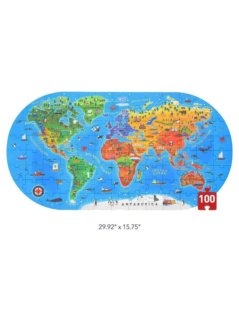 Portable Puzzle Box – Our World Map Puzzle for Kids (100 Pieces) – Educational Geography Puzzle Toy with Handbag Case – Travel-Friendly Gift for Ages 3+ - Image 2