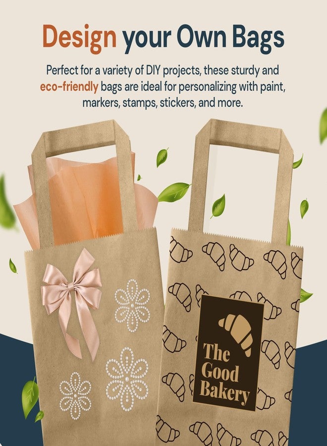 Reli. 5.25x3.25x8 in. Small Paper Bags with Handles | 110 Pack | Kraft Brown Paper Bags with Flat Handles Bulk | Ideal for Gifts, Retail, Shopping, Merchandise, Crafts - Image 5