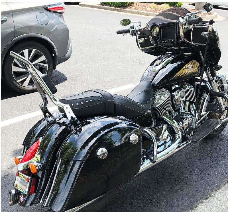 Fjpacemt Chrome Sissy Bar Passenger Backrest Rear Pad Fit for Indian 2014-2022 2023 Chieftain Roadmaster Springfield Challenger Dark Horse(Not Fit Chief 2021+ Models) - Image 3