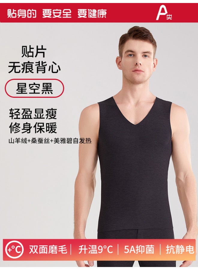 Autumn And Winter Thermal Velvet Protective Warm Vest For Men And Women, Seamless Heated Base Layer Vest, Fleece-lined And Thickened Underwear, Can Be Worn Outside