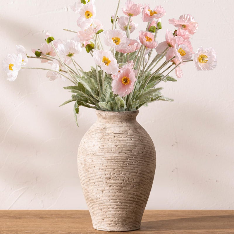 Vanselia Ceramic Flower Vase Home Decor - Large Farmhouse Table Vases Rustic Vintage Living Room Kitchen Bedroom Decorations for House Book Shelf Office Coffee Desk Dining Fireplace (9" Retro) - Image 3