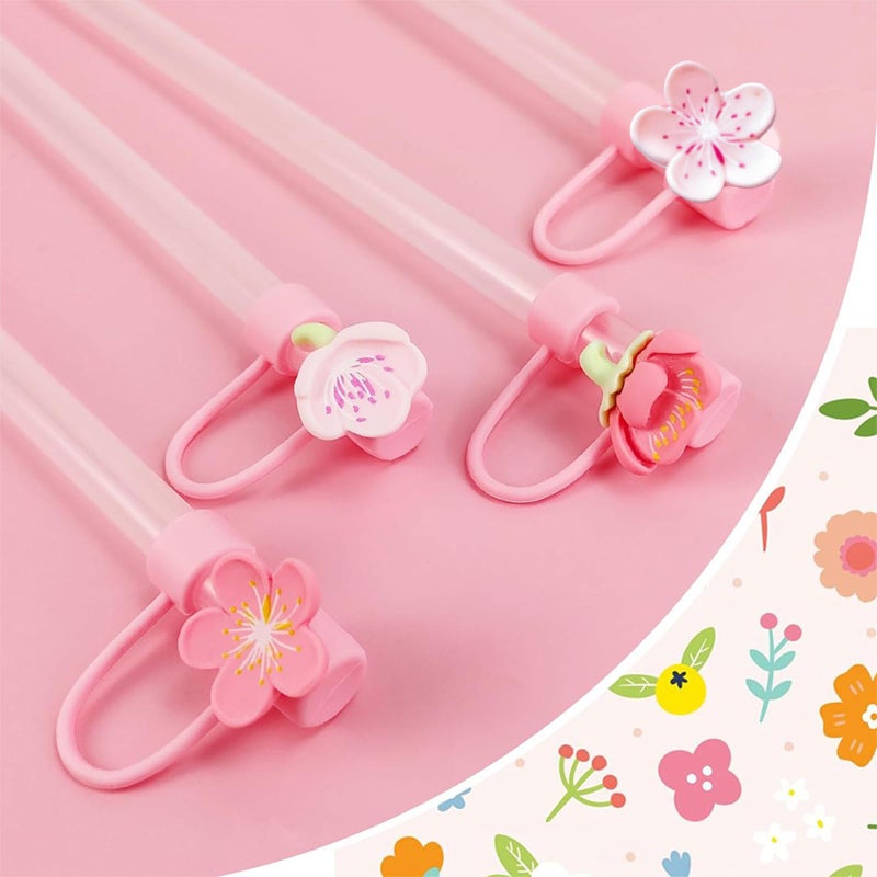 ROKHEVN Flowers Straw Tip Covers for Stanley Spring Silicone Straw Toppers Cap Compatible Cute Floral with Stanley 30&40 Oz Tumbler Reusable Straws Tips Lids for Cup Accessories 6Pcs - Image 3